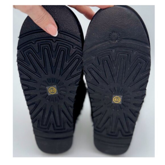 NWT-Designer Inspired Black Suede Fur Lined Platform Mules - 40/9 - Picture 7 of 8